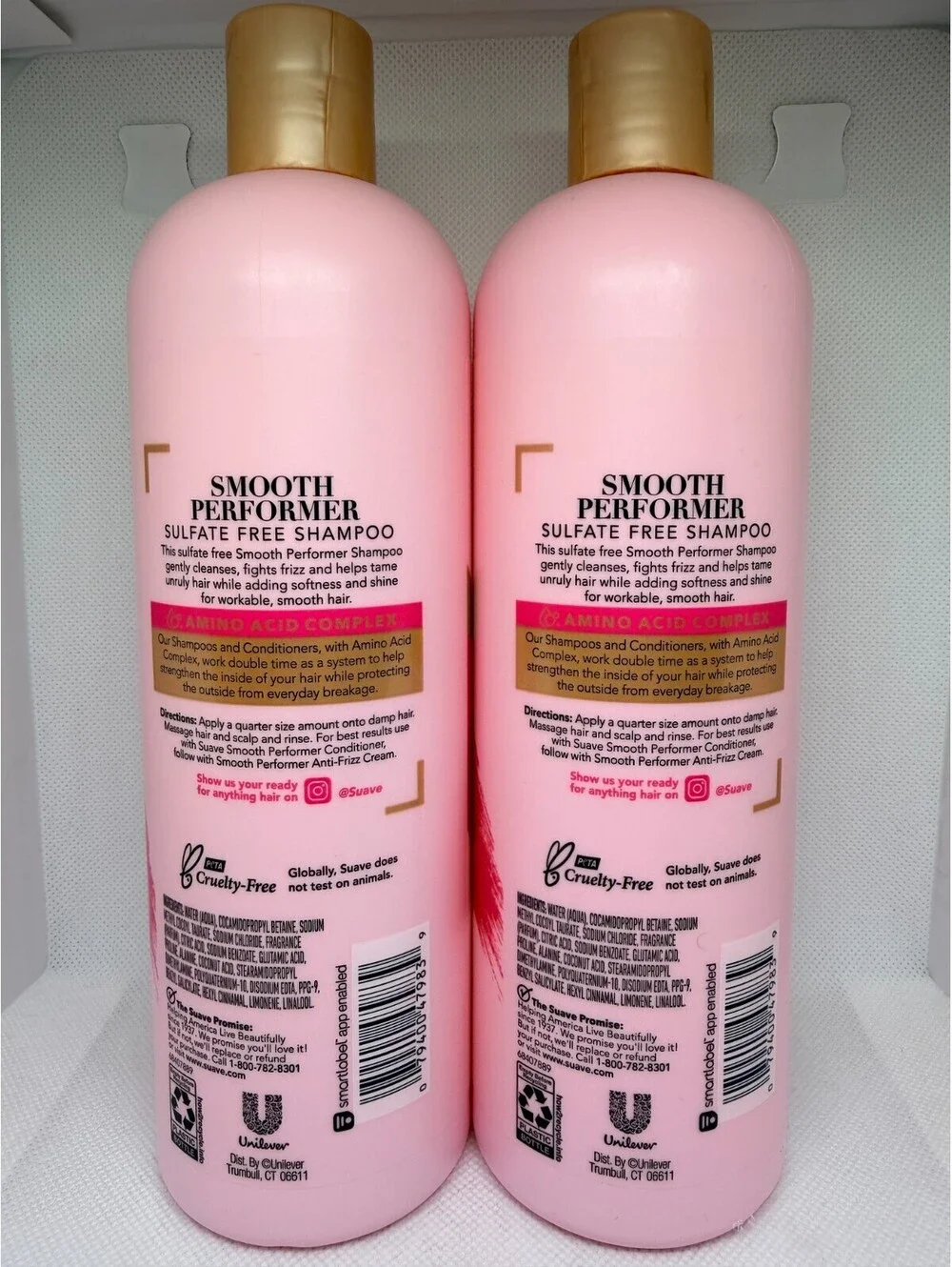 2 Pack Suave Smooth Performer Shampoo & Conditioner Amino Acid Complex 16.5oz